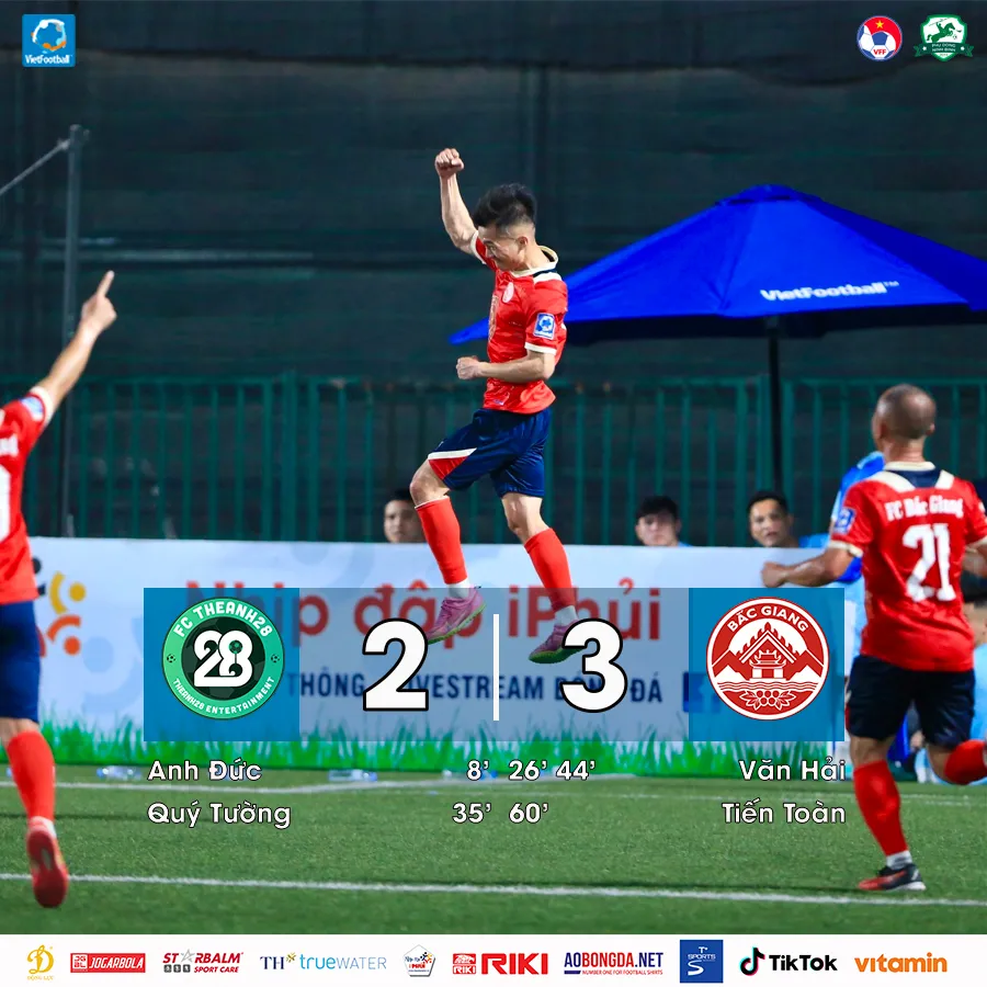 Bắc Giang FC thắng Theanh28 với tỷ số sát nút 3 - 2.