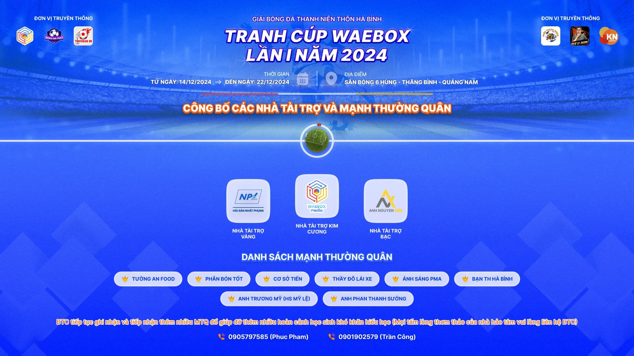 Giải bóng đá Thanh Niên Thôn Hà Bình – Tranh Cúp Waebox Media năm 2024