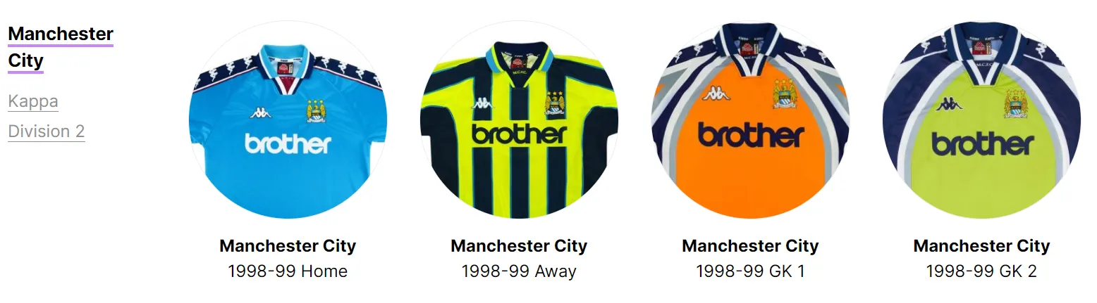 Áo đấu Man City mùa giải 1998/99.