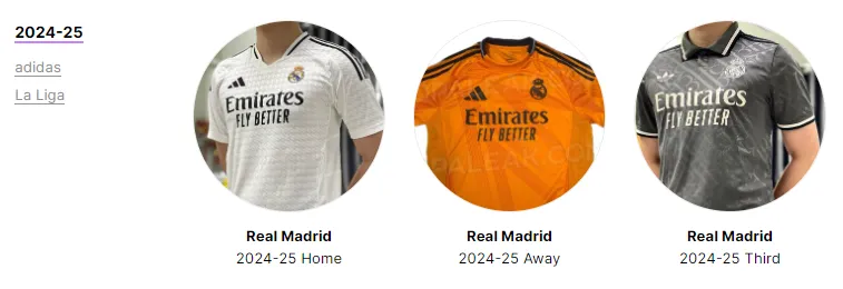 Áo câu lạc bộ Real Madrid mùa giải mới 2024/25 sân nhà, sân khách và áo đấu thứ ba